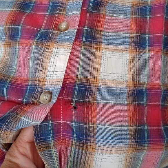 Panhandle Slim Roughstock Shirt Womens Size M Plaid Long Sleeve Bottom Down - Picture 4 of 7